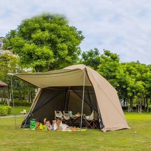 Tält och skyddsrum dubbla lager tak utomhus solskyddsmedel anti-mygg tält picknick fiske pergola uv skydd solskydd stort utrymme
