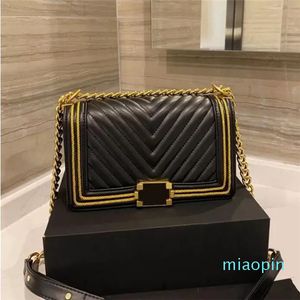 أكياس جديلة رفرف كلاسيكية Calfskin Chevron Line v Schitch Crossbody الكتف النسائية فرنس