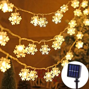 Stringhe di luce solare all'aperto Decorazione del giardino 5M 20LED Fiocco di neve Impermeabile Anno 2023 Decorazioni natalizie per la casa