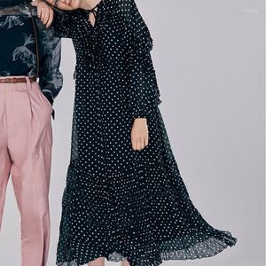 Casual Dresses 2023 Spring Fairy Vestidos V Neck Off Shoulder Ruffles Patchwork Long Sleeve Pleated Loose Japanese Robes