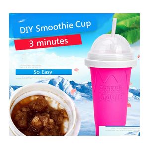 Andere Trinkgefäße Easy DIY Smoothie Cup mit St Magic Pinch Maker Travel Camp Portable Sile Sand Ice Cream Slush DBC Drop Delivery Hom Dhz5H