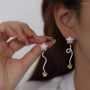 Dangle Earrings Flashbuy Trend Micro Inlaid Zircon Pentagram Stars Asymmetric For Women Charm Copper Alloy Jewlery Teen Gift