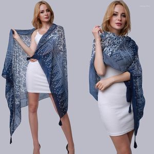 Szaliki Summer Pashmina Scalf kobiety długie szale wydrukowanie seksowna plaża pokrywka żeńska granatowa 175 100 cm