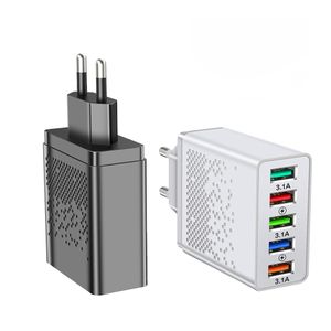 5 portów USB Ładowarka podróżna Adapter Power Moc QC3.0 Szybki ładunek 5V 3.0A US UE Plug Home Dock Chargers Ładowanie dla Huawei Samsung Galaxy Uwaga LG Tablet