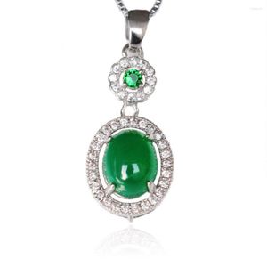 Pendant Necklaces Natural Emerald Jade Agate Inlaid Jewelry Necklace