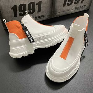 Buty Najlepsze modne buty skórzane jesień Nowe grube lekkie lekkie modne trendy Casual White Chelsea 221215