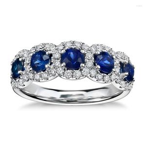 Eheringe CAOSHI Anmutiger blauer Stein-Fingerring für Frauen Elegante weibliche Verlobungsaccessoires mit schillerndem Zirkonia Modeschmuck