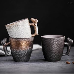 Tassen 86 ml Vintage grobe Keramik Kaffee zarte und kompakte Teetassen Espressotasse Untertasse Anzug handgefertigt
