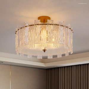 Chandeliers Modern Minimalist Rectangular Crystal Glass Ceiling Chandelier Living Room Decoration Bedroom Led Indoor Lighting For Home