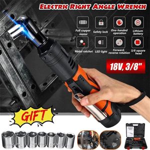 Portable 18V Cordless Electric Wrench 3 8'' 60N m Rechargeable Ratchet 90 degree Right Angle Wrench Power tools Set Y200323277k