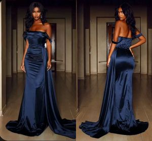 Simple Plus Size Mermaid Evening Dresses Off Shoulder Satin Floor Length Formal Evening Party Second Reception Birthday Engagement Pageant Gowns Dress