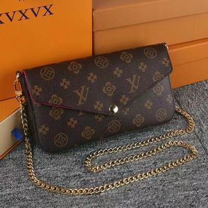 Ladies Messenger Leather Handbag Dinner Bag Original Box Three-in-One High Quality Floral Checkered Date Code Serial Number Embossed Pattern