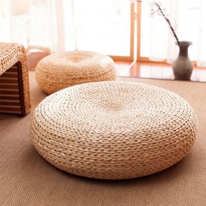 Yastık pastoral tarzı doğal saman futon yuvarlak tabure çelik sitoskeleton el yapımı dokuma koltuk ev dekor zemin tatami