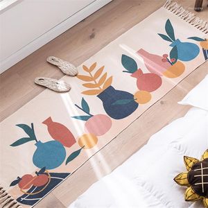 Carpets Nordic Style Cotton Linen Mats Living Room Sofa Carpet Bedroom Bedside Rug Soft Comfortable Small Anti-Wrinkle Floor