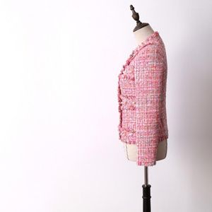 Kurtki damskie jesienne zimowe damskie płaszcz frędzle moda o długim rękawie koraliki z długim rękawem Kobieta elegancka szczupła kurtka tweed xs-m