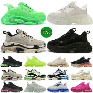 2023 Triple S Men Mulheres Designer Sapatos Casuais Plataforma Tênis Clear Clear Black White Grey Vermelho Rosa Pink Blue Real de Neon Mens Verde Tênis Tênis