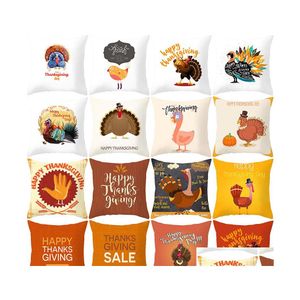 Kissenbezug Thanksgiving Turkey Print Kissenbezug Pfirsichhaut Sofa ER 18X18 Zoll Weiches, bequemes Überwurfkissen Vt0843 Drop Delivery H Dhkcp