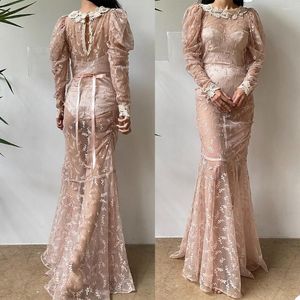 Vestidos de festa vestir de verão feminino renda de renda Aplique Jewel pescoço mangas compridas Aniversário