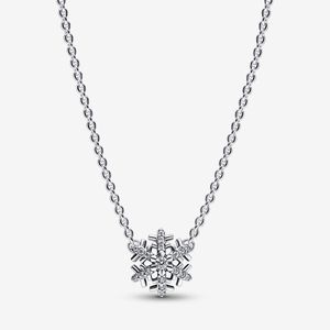 Authentic Pendant Necklaces Zircon Snowflake Women 925 Silver fits pandora with Original BOX Charms Birthday Gift Christmas Jewelry N016