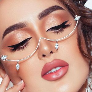 Sunglasses Frames Fashion Rhinestone Chain Luxury Water Drop Zircon Half Frame Glasses Eyewear Decoration Eyeglasses