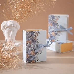 Presentförpackning 5st Creative Book Shape Wedding Box för gästpapper Candy Bag Chocolate Dessert Packaging Boxes Baby Shower Birthday