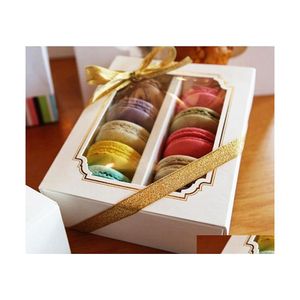 Cupcake Aron Paketleme Kutuları Düğün Partisi 5/10 Paket Kek Depolama Bisküvi Açık Pencere Kağıt Kutusu Dekorasyon Pırlatma Süsleri VT1889 DR DHIWO