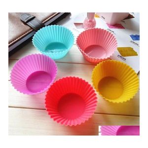 Cupcake 6 Color Sile Muffin Cake Mod Case Bakeware Maker Mold Tray Baking Cup Jumbo Dh0158 Drop Delivery Home Garden Kitchen Dining B Dhim0