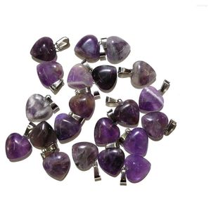 Colares de pendentes 5 PCs Pedra de pedra natural Coração AMethysts Pingents Crystal Lucky for Jewelry Making Diy Colar Acessórios