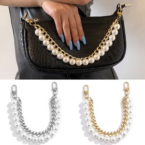 Bag Parts Accessories Pearl strap For Handbag Belt DIY Purse Replacement Handles Cute Bead Metal Chainfor Gold Clasp 230106