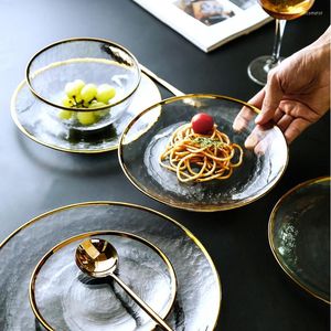 Dinnerware Sets Cutlery Plate Tray Set Phnom Penh Glass Home Gold Soap Dessert Kitchen Tool Cake Afternoon Tea Snack Jewelry