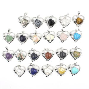 Yowost Natural Stone Love Heart Uzdrawianie Ametystów Rose kwarc kryształowe naszyjniki dla mężczyzn Kobiet biżuterii Akcessori BH026