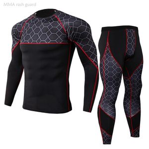 Tute da uomo Abbigliamento Tuta da jogging Tuta invernale calda Top a maniche lunghe Pantaloni Compressione Fitness maschile