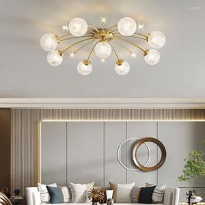 Chandeliers Modern Nordic Copper Design LED Chandelier For Living Room Bedroom Dining Kitchen Pendant Lamp Crystal Glass Ball G9 Light