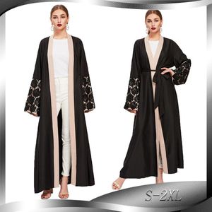 Etniska kläder Ramadan Open Abaya Islam Kaftan Lace Big Swing Long Dress 2023 Muslimska kläder Dubai Abayas för kvinnor Caftan Jilbab Hijab