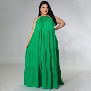 Vestidos plus size mulheres verão tração de verão sólida partida solta 2023 moda elegante vestido de noite mangas roupas por atacado