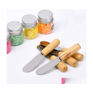 Cake Tools 10Cm Stainless Steel Spata Butter Cream Scraper With Wooden Handle Cheese Knife Kitchen Tool Baking Gadget Christmas Gift Dhqy2