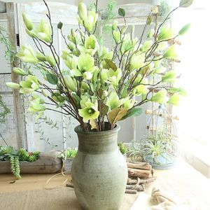 Dekorative Blumen Zerolife 3D-Seiden-Magnolienzweig, künstliche, hochwertige Kunstblume für Hochzeitsdekoration, Heimdekoration, Party-Zubehör