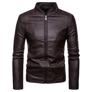 Men's Jackets Spring And Winter Coat Jacket Solid Color Long-Sleeved Stand-Collar Zipper Leather Soft For Men