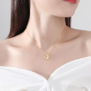 Pendant Necklaces S925 Sterling Silver Natural Hotan Jade Star Moon Rabbit Necklace Female Clavicle Chain