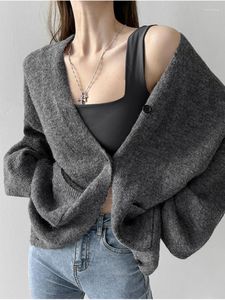 Kvinnors stickor Womengaga Winter Keep Wart tröja Cardigan Women Autumn Loose Casual V-Neck Single Breasted Long Sleeve Coat E8ly