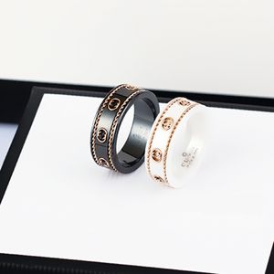 Love Ring Pottery and Porselein Men Jowery Designer For Women Dames Rings Jubileum Gift G Dubbele zwart-wit keramische oude ring 18k goud