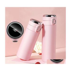 Water Bottles Stainless Steel Thermal Cups Vacuum Flask Intelligent Temperature Measurement Bounce Portable Students Thermos Bottle Dhovt