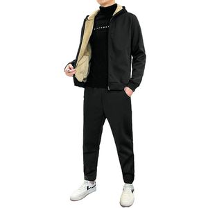 Tute da uomo Inverno spesso caldo pile Uomo Abbigliamento sportivo Casual Felpe con cappuccio Pantaloni 2 pezzi Set da jogging