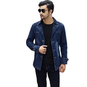 Giacche da uomo Moda Uomo Primavera Autunno Giacca di jeans Casual Cappotto lungo da cowboy Tinta unita Giacca a vento Trench Capispalla maschile Slim Fit