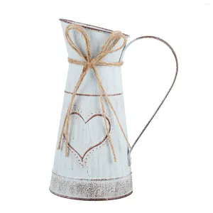 Fiori decorativi Cabilock Pot Iron Heart Shape Pattern Holder Flower Vaso in metallo Decorazione della casa Ornamento per la disposizione