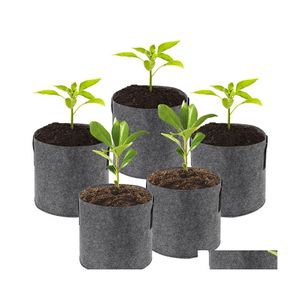 Planters Pots 1/2/3/5/7/10 Gallon Plant Grow Bags Nonwoven Aeration Fabric Pouch Root Container Breathable Degradable Selfabsorben Dhhzy