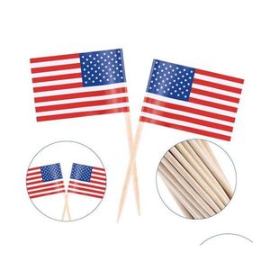 Party Decoration 100st American Tooticks Flag Cupcake Toppers UK TOOTICK Baking Cake Decor Drink Beer Stick Supplies DBC Drop Deliv DHI5C