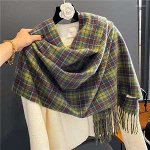 スカーフ冬の温かい格子縞のシャウルカシミア女性スカーフファッションパシュミナ厚い毛布タッセルブファンダカジュアルラップecharpe 2023