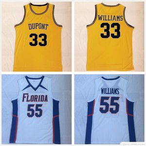 Ed Mens NCAA Koleji Basketbol Formaları Beyaz Çikolata Jason 55 Williams Jersey Dupont Lisesi Sarı 33 Gömlek S-2XL