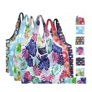 Aufbewahrungstaschen Faltbare Polyester Umweltfreundliche Handtasche Tragbare große Kapazität Wiederverwendbare Shop-Lebensmittel-Einkaufstasche Werbung Geschenk Hand Hel Dhdgn